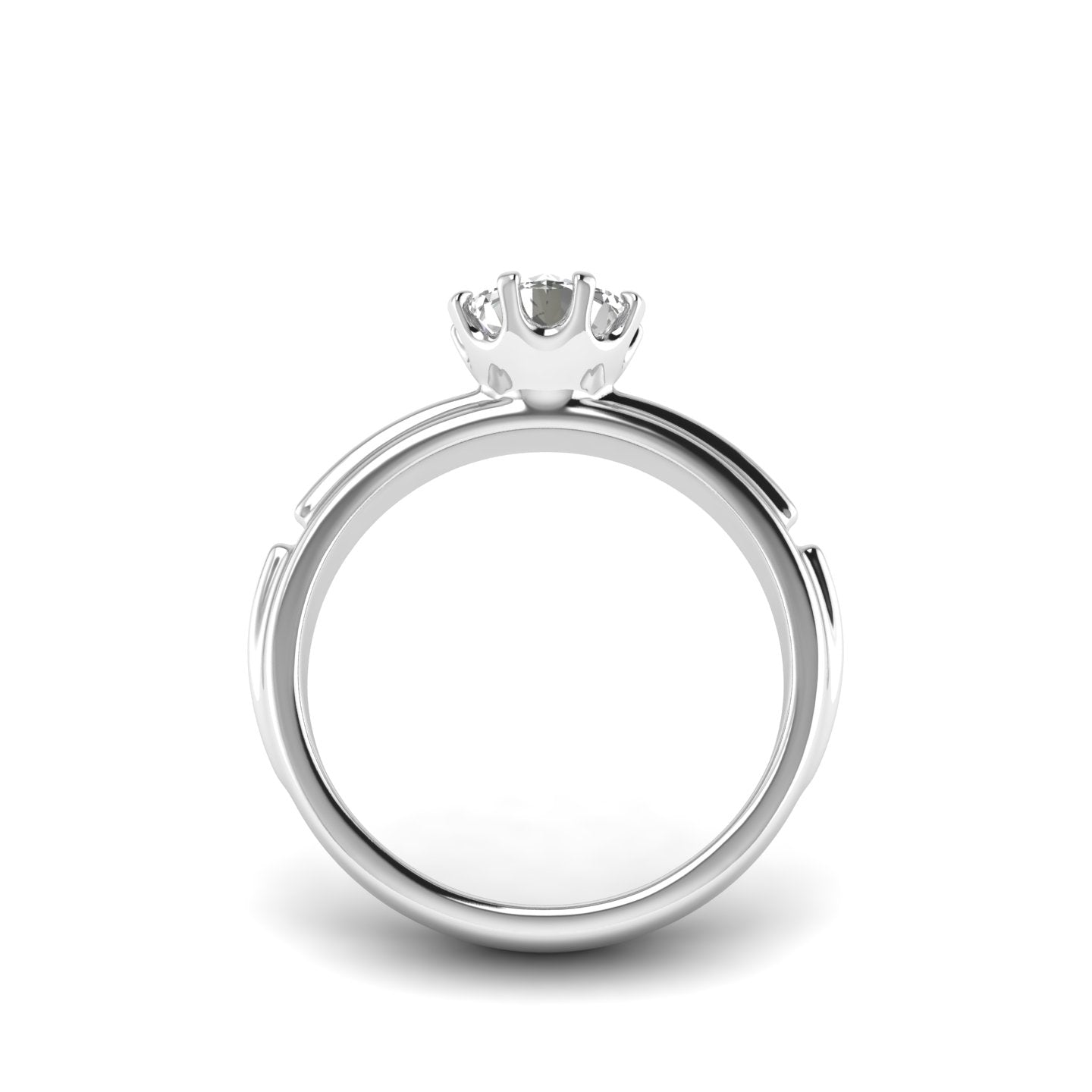 White Gold Studded 1 Carat Lab Grown Diamond Ring-E Color VS1 Clarity.